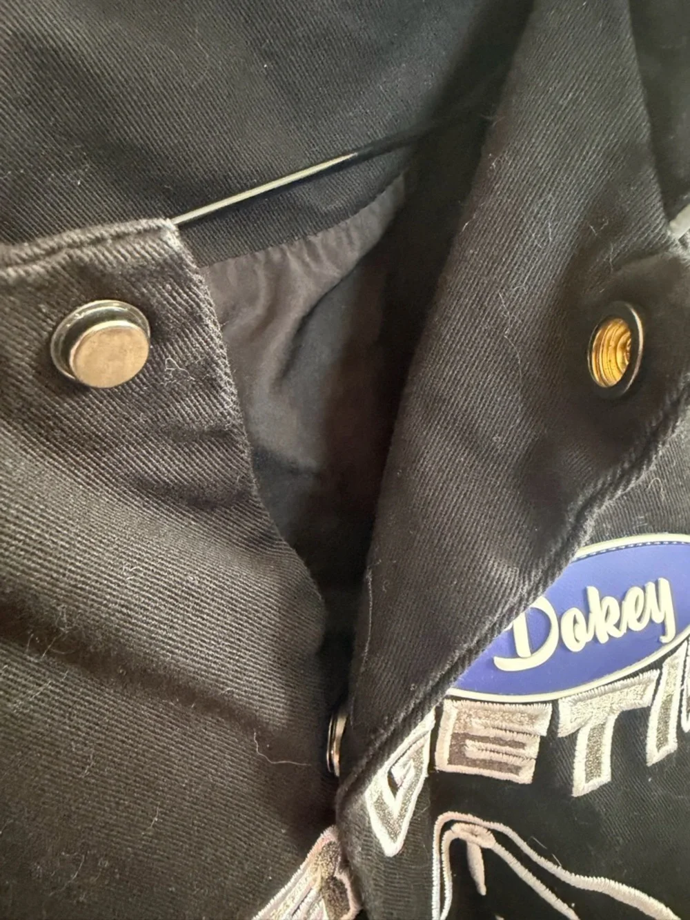 Men's Black Graphic Bomber Jacket with White Embroidery - Picture 4 of 12